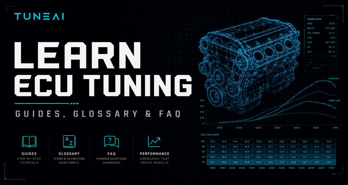 TuneAI Learn Center guides on ECU tuning and track preparation